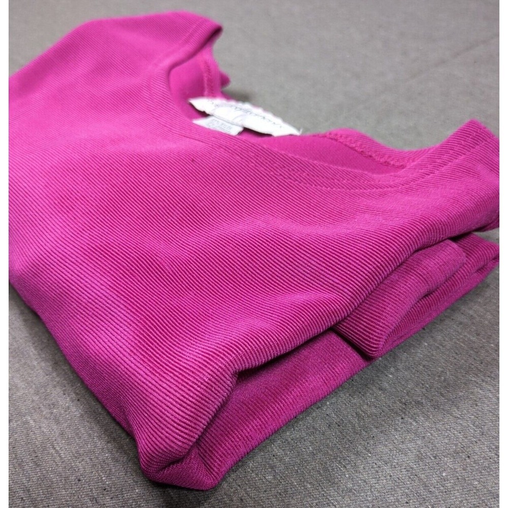 Basic Pink Horizontal Rib Knit Pullover Womens Size M Long Sleeve Feminine Top